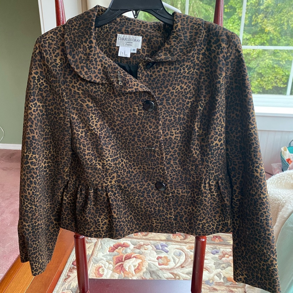 Charles Gray London Leopard short blazer SZ medium